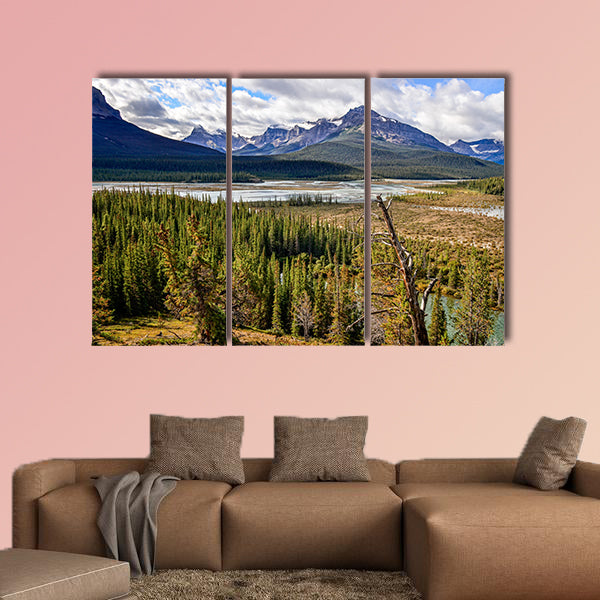 Scenic view of river and mountains near Icefield parkway Rocky wall art