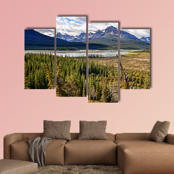 Scenic view of river and mountains near Icefield parkway Rocky wall art