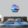 Alien Planet, Rocks and moon hexagonal canvas wall art