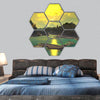 Alien Planet , Rocks and moon hexagonal canvas wall art