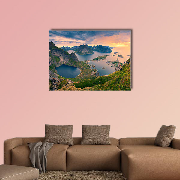 Norway. View from Reinebringen at Lofoten Islands located in Norway multi panel canvas wall art