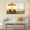 Beach bed with sun flare twilight time Multi panel canvas wall art