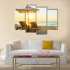 Beach bed with sun flare twilight time Multi panel canvas wall art