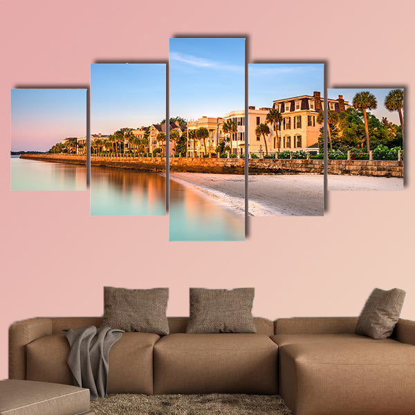 The historic homes on the Battery in Charleston multi panel canvas wall art