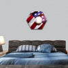 baseball with American flag in the background hexagonal canvas wall art