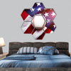 baseball with American flag in the background hexagonal canvas wall art