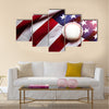 Baseball with American flag in the background Multi Panel Canvas Art