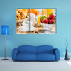 Breakfast with assortment of pastries, coffees and fresh strawberries Multi panel canvas wall art