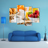 Breakfast with assortment of pastries, coffees and fresh strawberries Multi panel canvas wall art