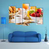 Breakfast with assortment of pastries, coffees and fresh strawberries Multi panel canvas wall art