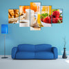 Breakfast with assortment of pastries, coffees and fresh strawberries Multi panel canvas wall art