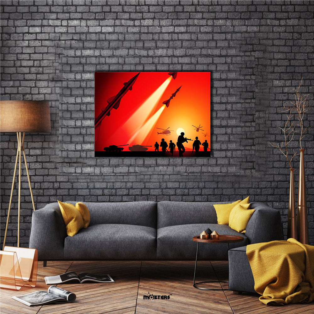 Anti-Aircraft Missile Launching In The Air Multi Panel Canvas Wall Art
