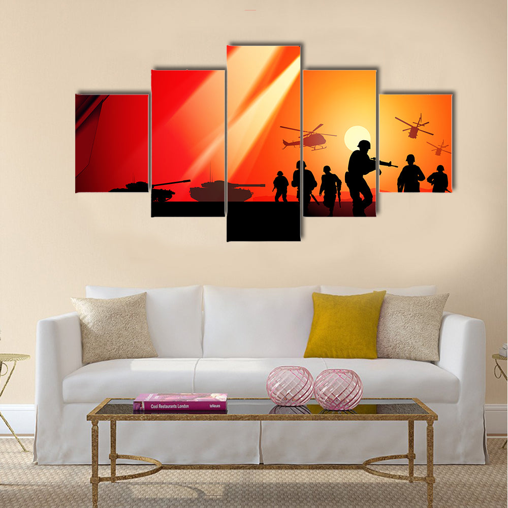 Antiaircraft missiles rockets aimed to the sky Multi Panel Canvas Wall Art
