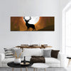 Silhouette of a deer standing on a hill at night panoramic canvas wall art