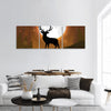 Silhouette of a deer standing on a hill at night panoramic canvas wall art