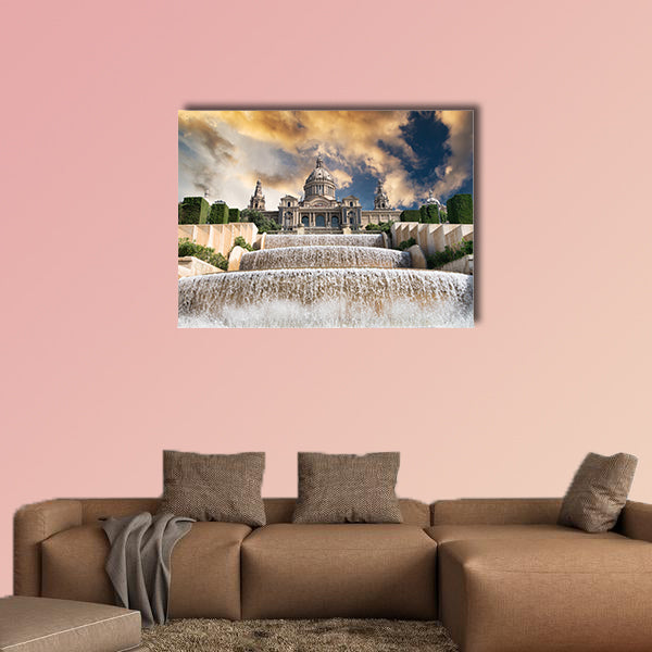 The Palau Nacional situated in Montjuic in sunset, Barcelona Multi panel canvas wall art
