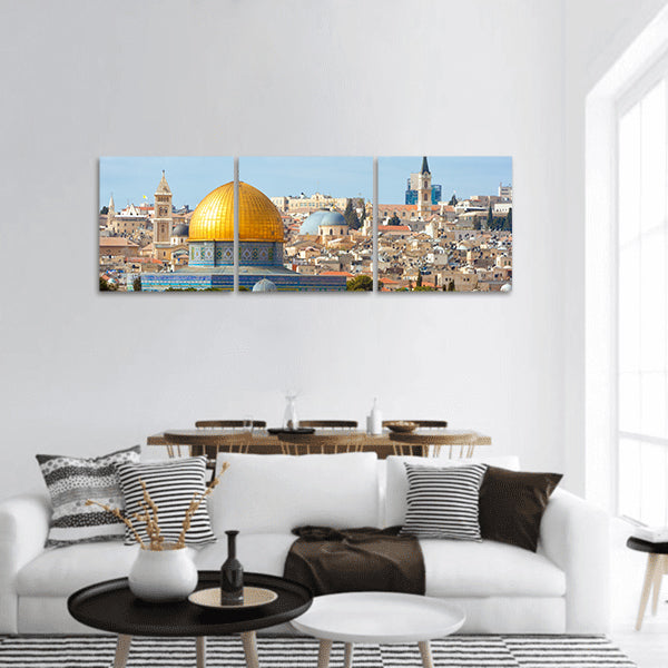 Dome of  Rock on the temple mount in Jerusalem Israel panoramic canvas wall art