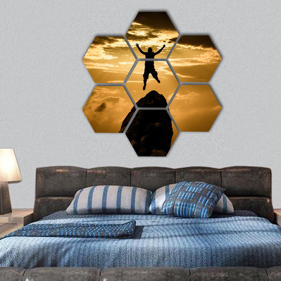 Silhouette of Success hexagonal canvas wall art