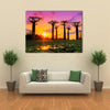 Beautiful Baobab Trees At Sunset In The Avenue Of The Baobabs In Madagascar, Multi Panel Canvas Wall Art