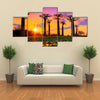 Beautiful Baobab Trees At Sunset In The Avenue Of The Baobabs In Madagascar, Multi Panel Canvas Wall Art