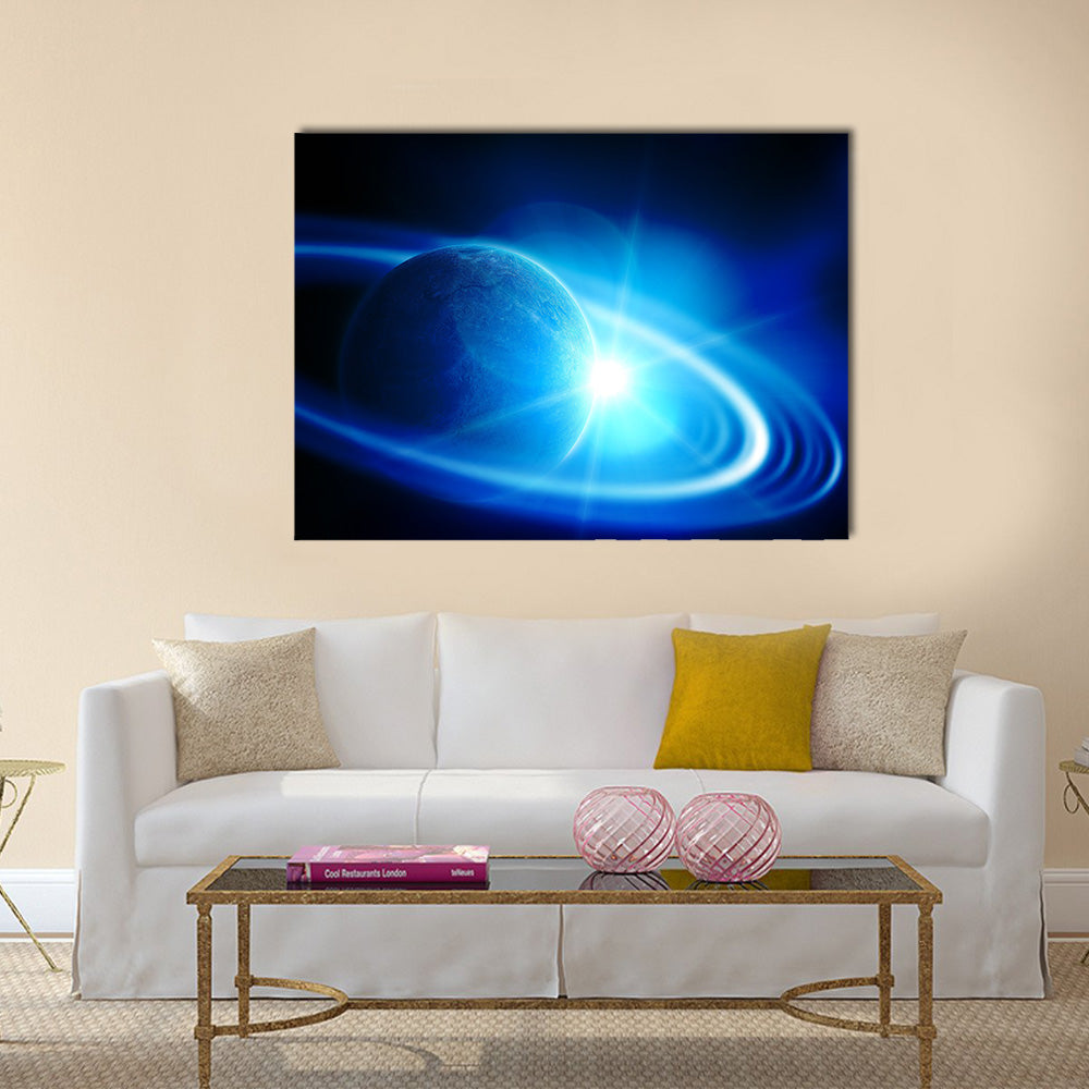 Realistic saturn in open space Multi Panel Canvas Wall Art