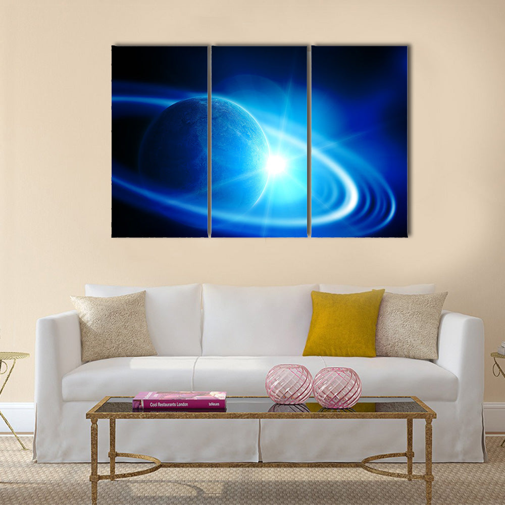 Realistic saturn in open space Multi Panel Canvas Wall Art