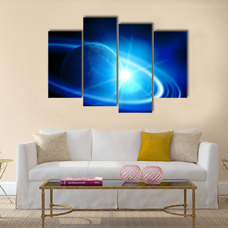 Realistic saturn in open space Multi Panel Canvas Wall Art