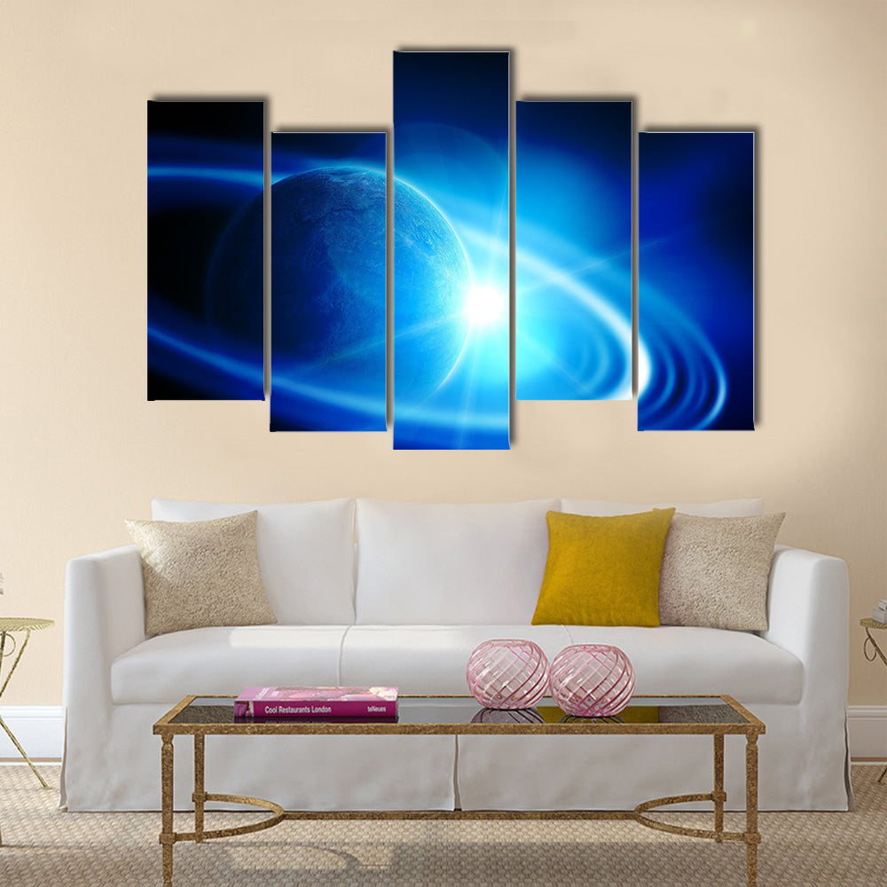 Realistic saturn in open space Multi Panel Canvas Wall Art