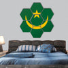 Reflection flag Mauritania hexagonal canvas wall art