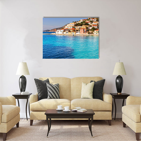 Assos village and beautiful sea bay Kefalonia island Greece Multi Panel Canvas Wall Art