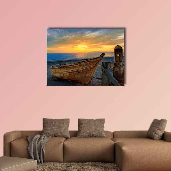 Almeria Cabo de Gata beached boats in San Miguel beach of Spain wall art