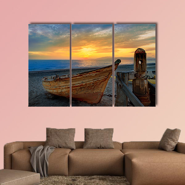Almeria Cabo de Gata beached boats in San Miguel beach of Spain wall art