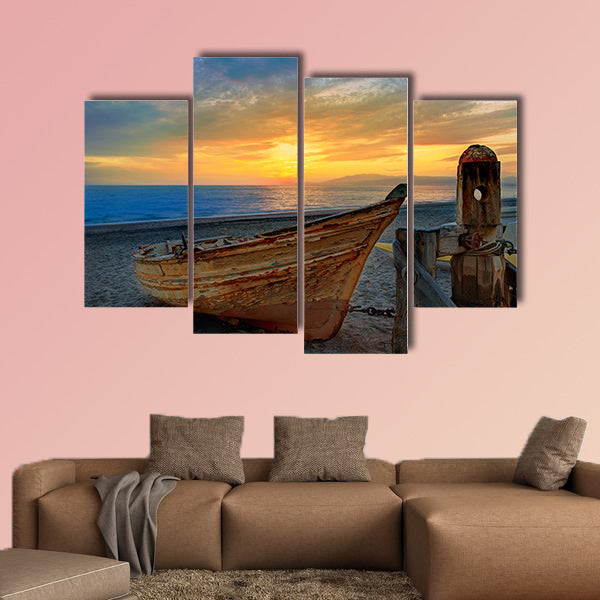 Almeria Cabo de Gata beached boats in San Miguel beach of Spain wall art
