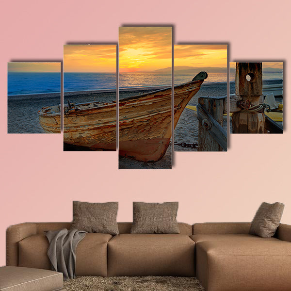 Almeria Cabo de Gata beached boats in San Miguel beach of Spain wall art