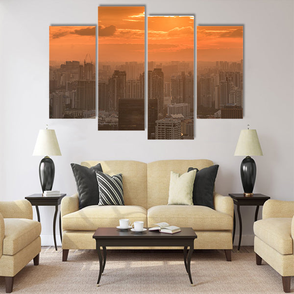 Panorama of Singapore skyline downtown Multi panel canvas wall art