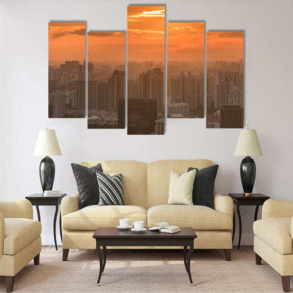 Panorama of Singapore skyline downtown Multi panel canvas wall art