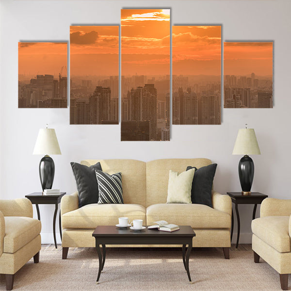 Panorama of Singapore skyline downtown Multi panel canvas wall art
