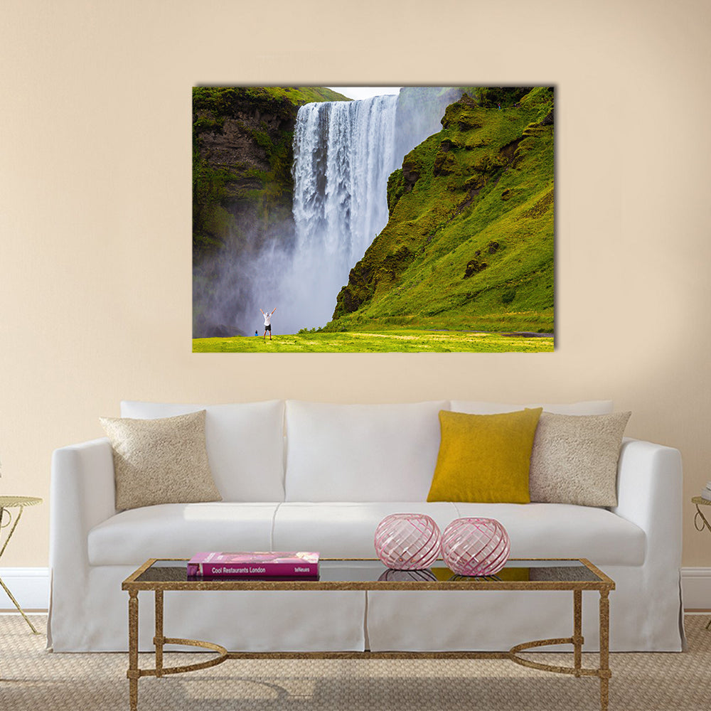 Grand waterfall Skogafoss in Iceland Multi Panel Canvas Wall Art