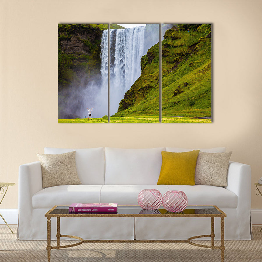 Grand waterfall Skogafoss in Iceland Multi Panel Canvas Wall Art
