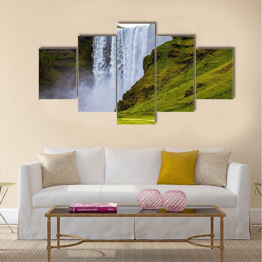 Grand waterfall Skogafoss in Iceland Multi Panel Canvas Wall Art
