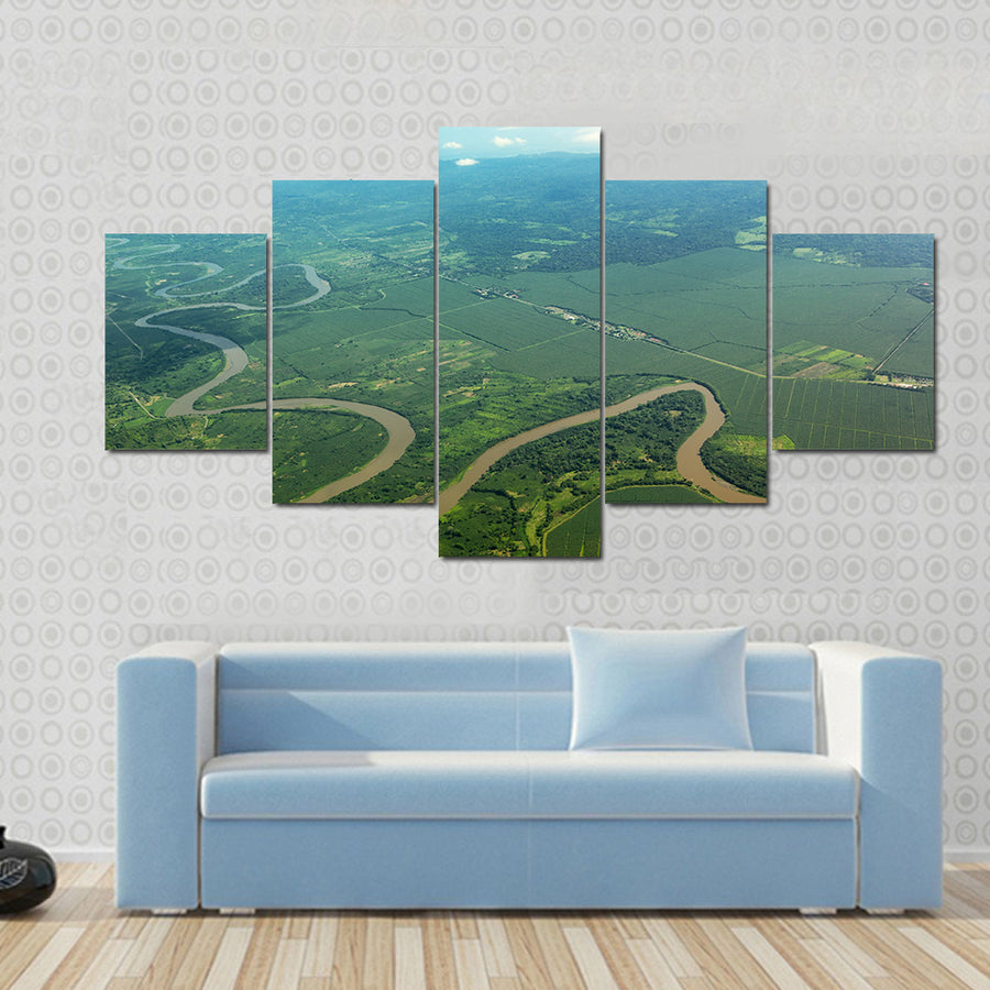 Meandering river from the air Multi panel canvas wall art