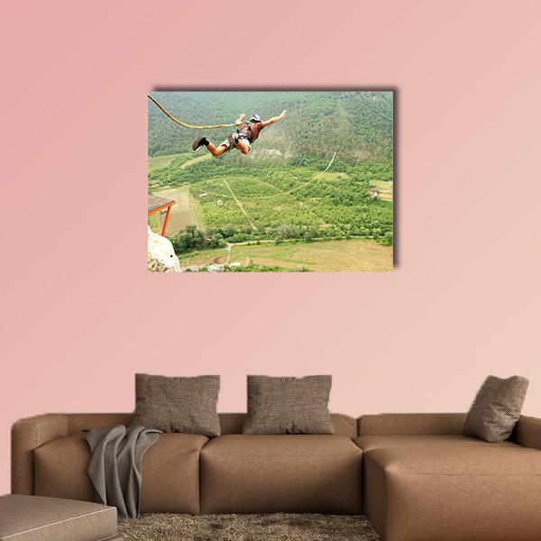 Jump off a cliff with a rope Multi panel canvas wall art