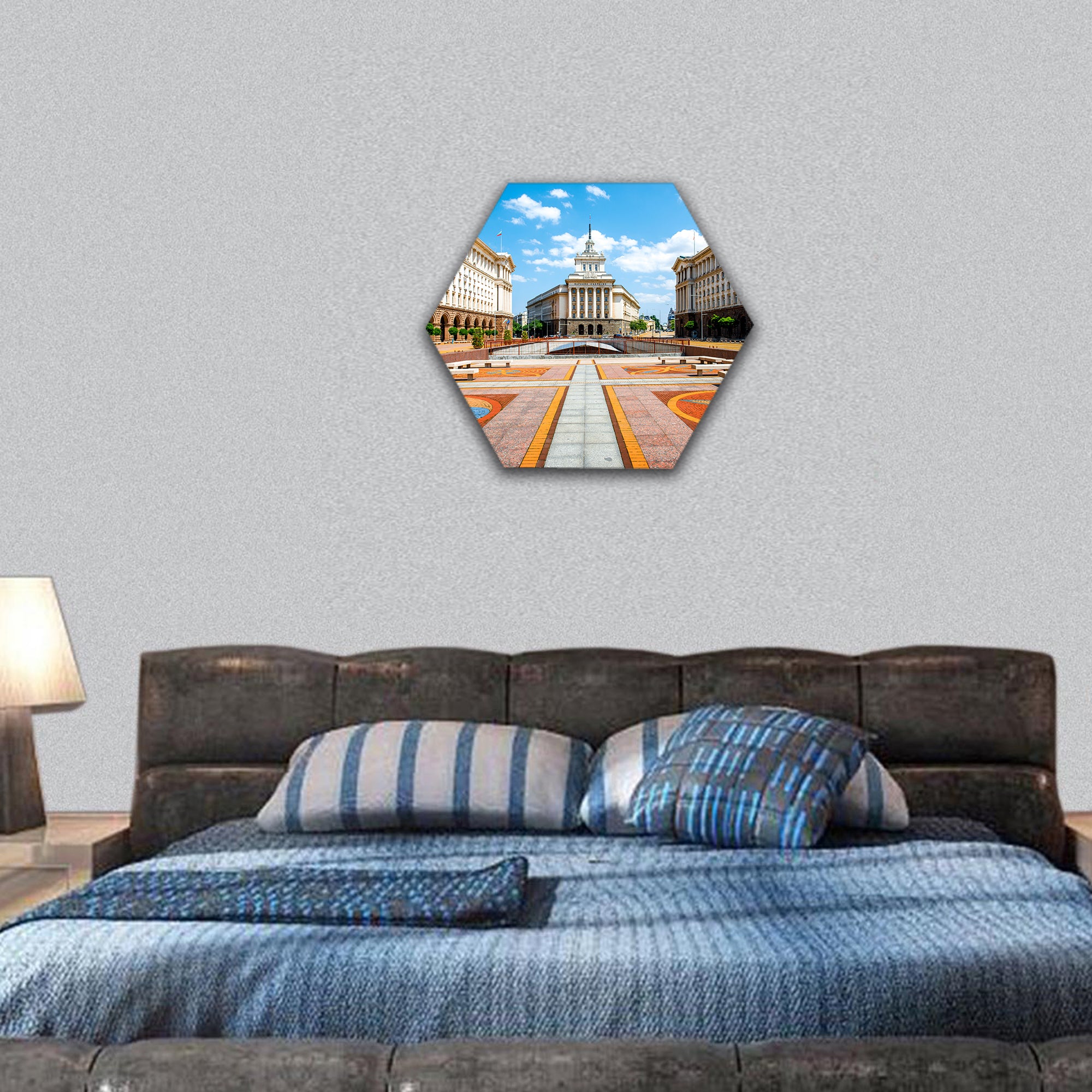 central Sofia, the capital of Bulgaria hexagonal canvas wall art