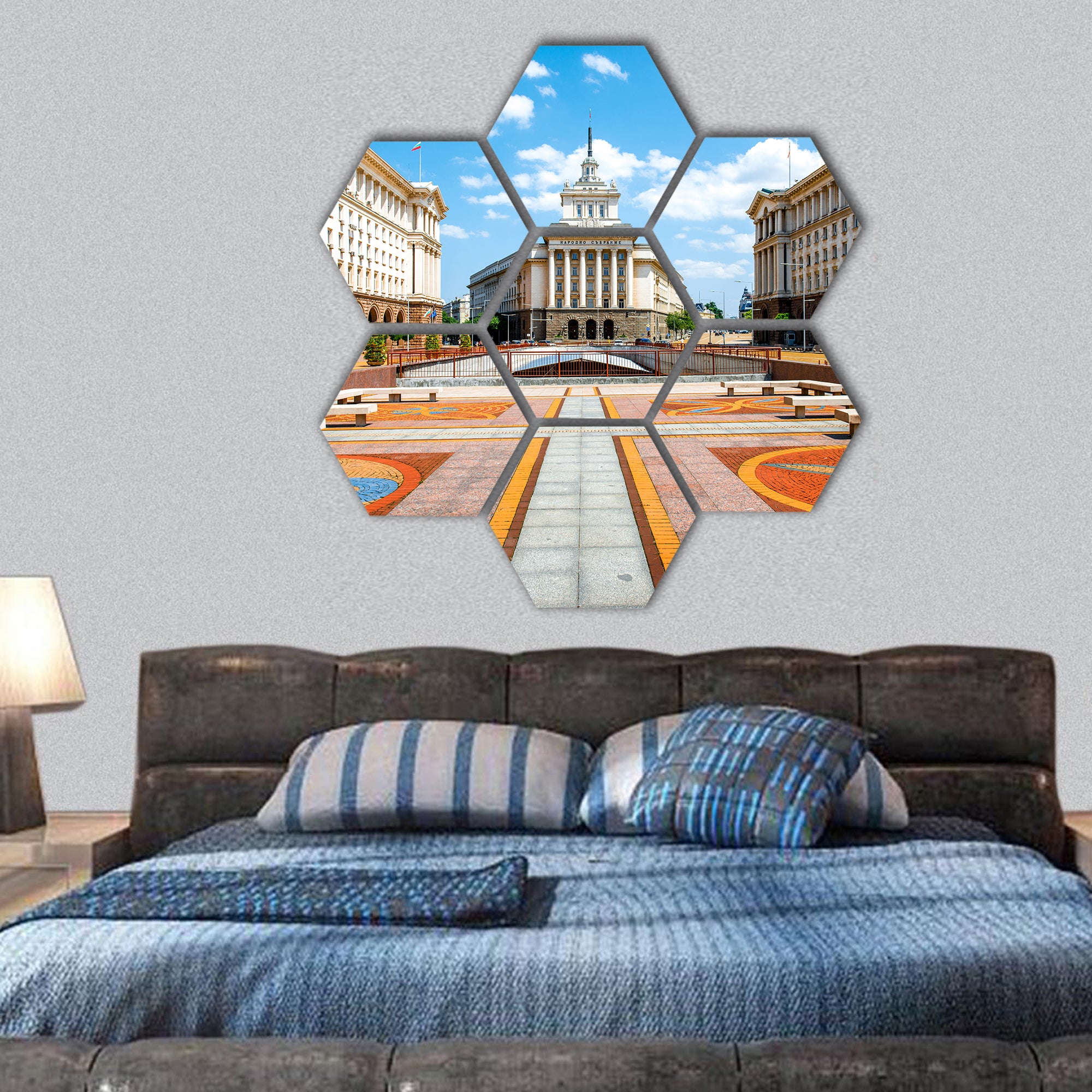 central Sofia, the capital of Bulgaria hexagonal canvas wall art