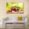 Vegetables on wood Multi panel canvas wall art