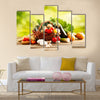 Vegetables on wood Multi panel canvas wall art