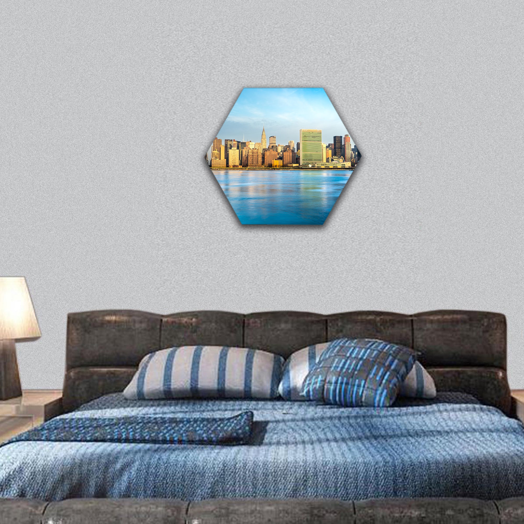 Midtown Manhattan skyline, New York City hexagonal canvas wall art