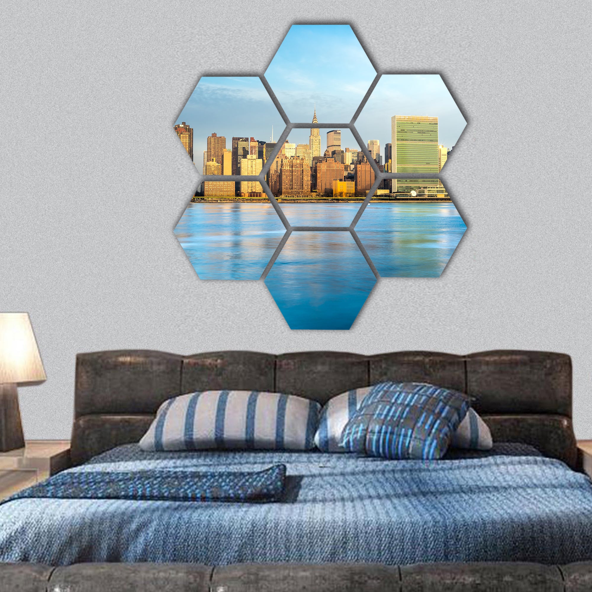 Midtown Manhattan skyline, New York City hexagonal canvas wall art