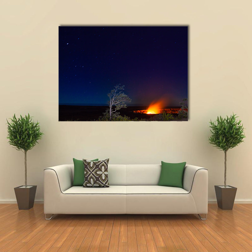 Erupting volcano in Hawaii Volcanoes National Park, Big Island, Hawaii multi panel canvas wall art