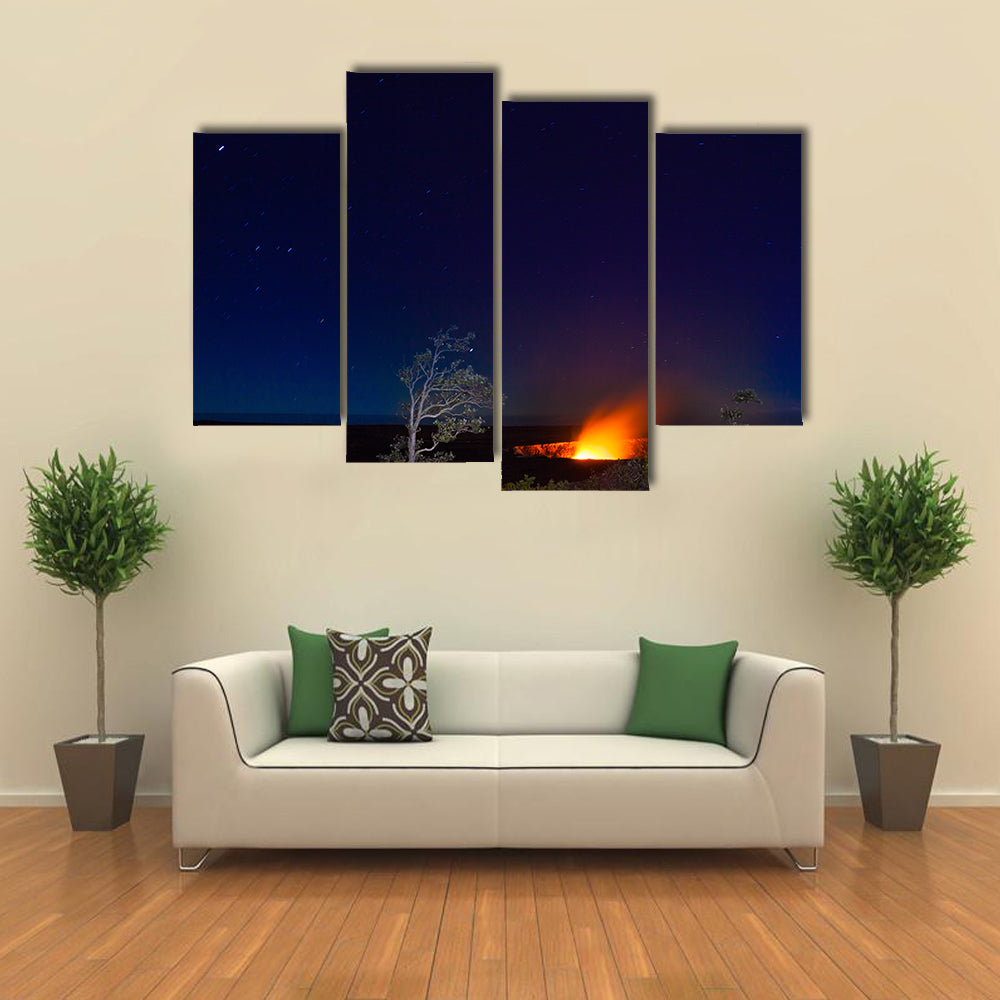 Erupting volcano in Hawaii Volcanoes National Park, Big Island, Hawaii multi panel canvas wall art